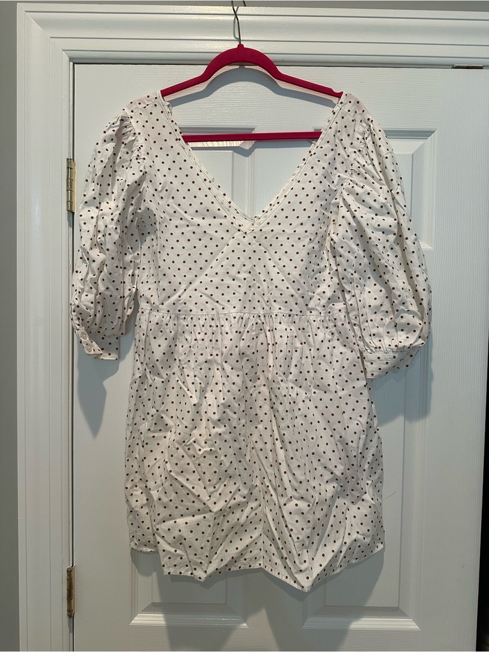 ASOS White Mini Dress with Brown Polka Dots